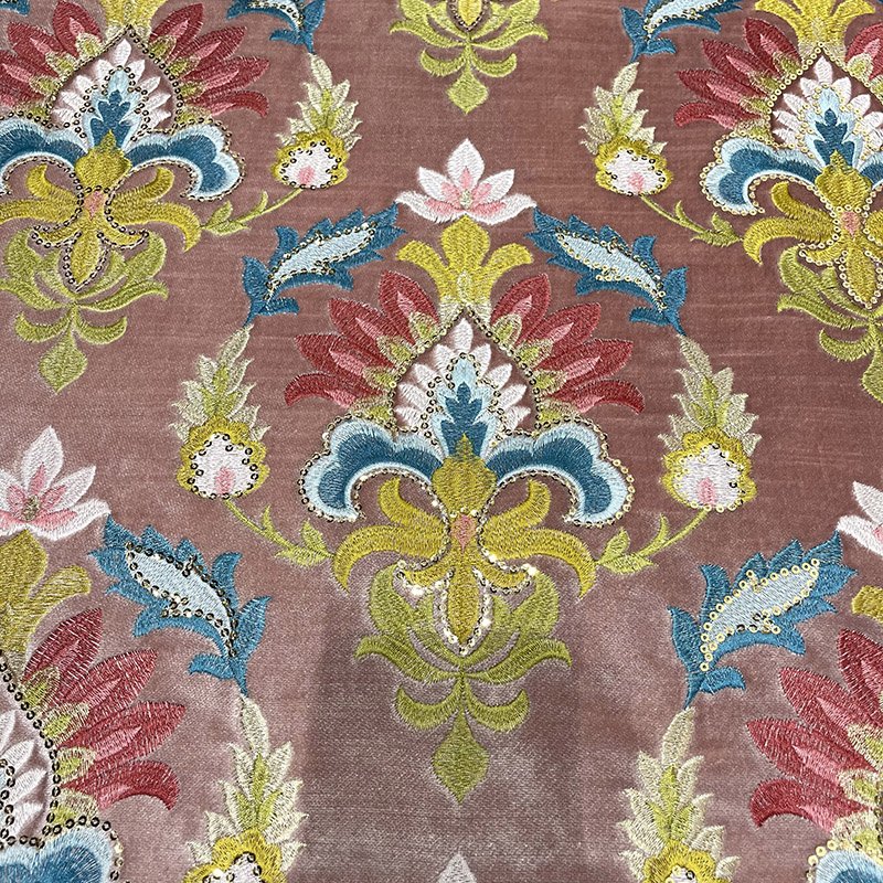 professional factory luxurious Moroccan style more designs for embroidered sofa velvet fabric