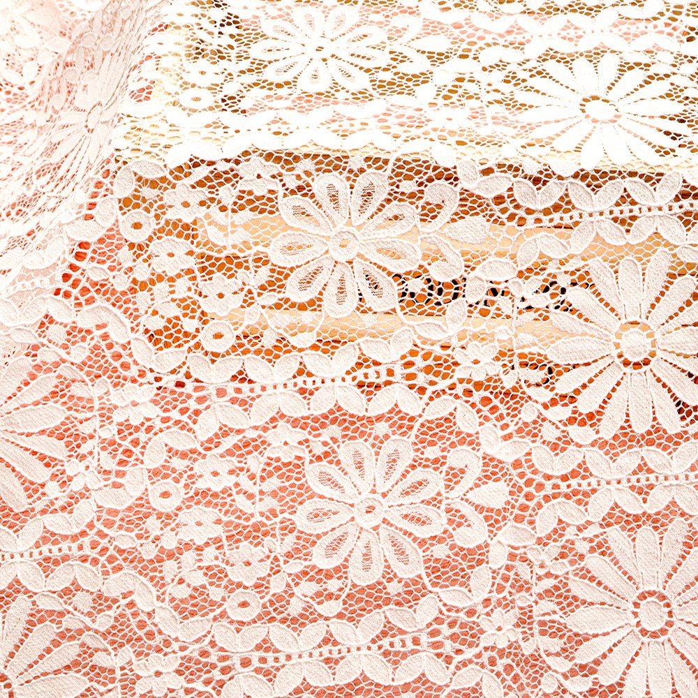 Fashion Floral Cotton Guipure Lace Fabric Pure White Lace Embroidery Fabric For Women Dress
