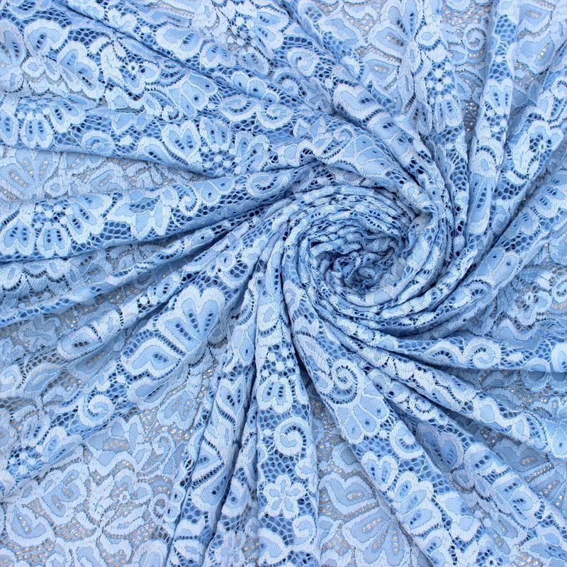 Zeal Elastic African Elastic Textronic Lace Fabrics For Wedding Tablecloths Curtain Light Blue Fabric