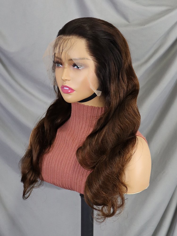 Highlight Body Wave Wig Full 13x4 Transparent Lace Frontal Wigs Ombre Color 4/30 Lace Front Wig For Black Women Human Hair