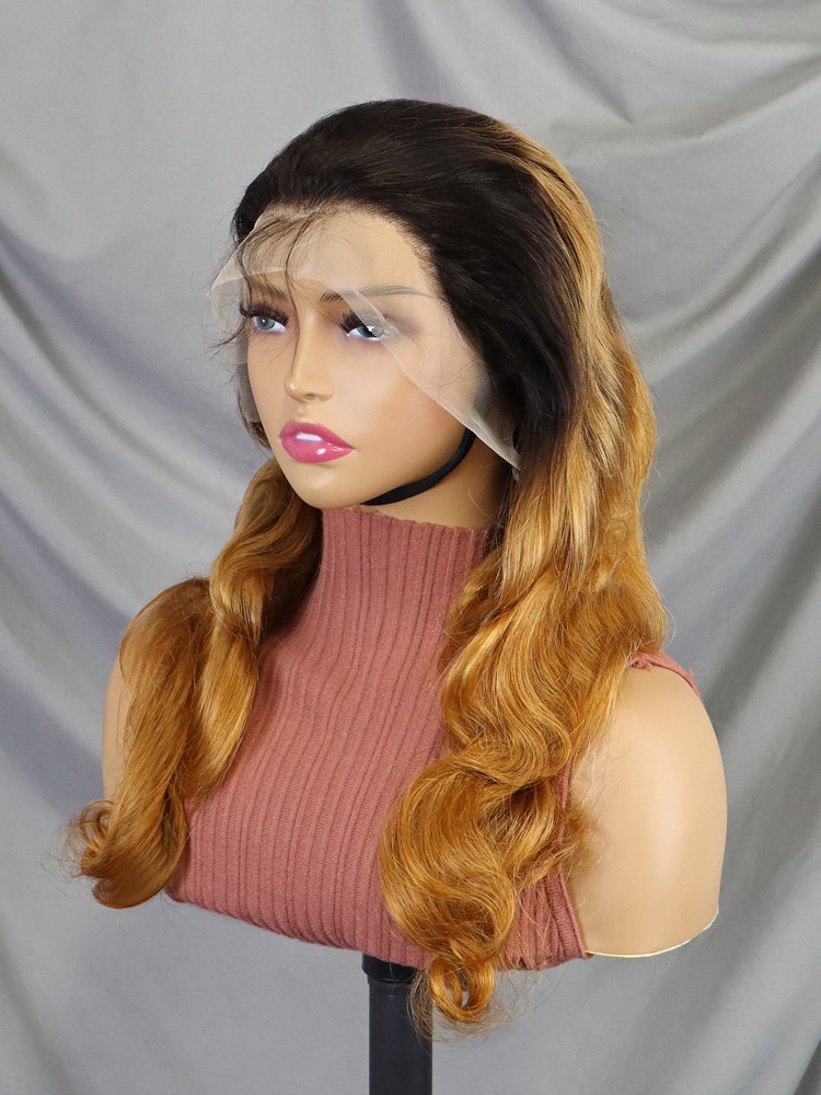 Highlight Body Wave Wig Full 13x4 Transparent Lace Frontal Wigs Ombre Color 4/30 Lace Front Wig For Black Women Human Hair