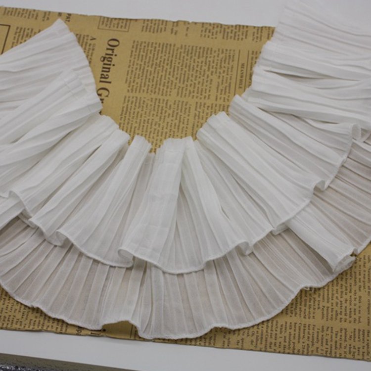 Wholesale 13CM elastic ruffled lace trim with white ribbon Chiffon Lace Ruffle Lace for Garment Accessories