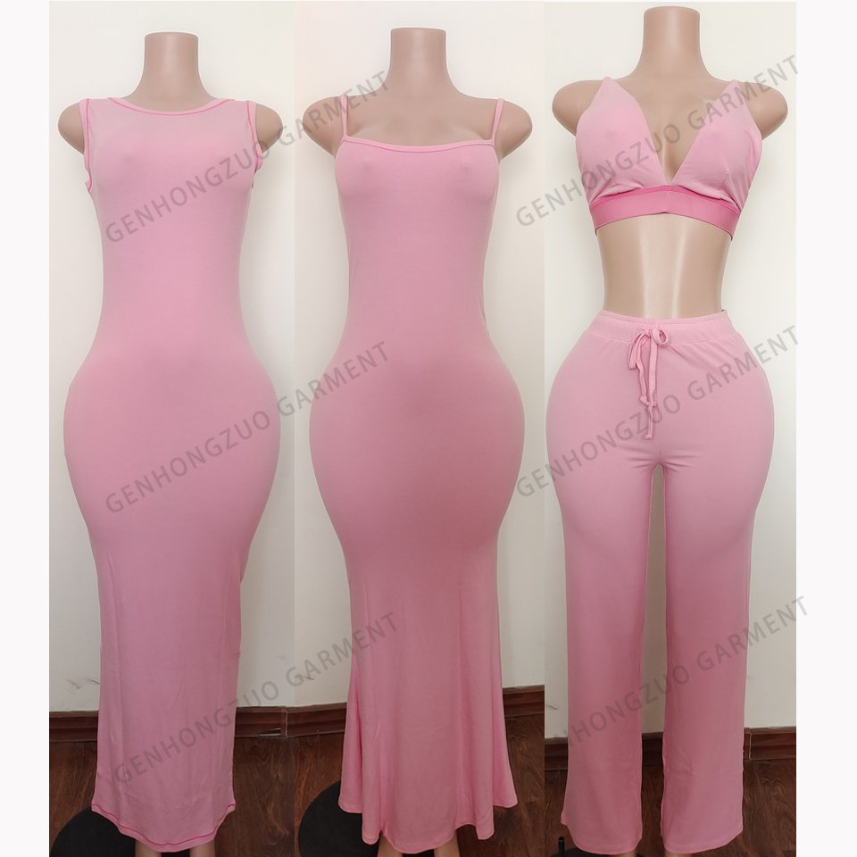 Women's Clothing 2024 Casual Soft Square Neck Club Maxi Dresses Women 2 Piece Long Sleeve And Flare Dress Loungerwear Sets