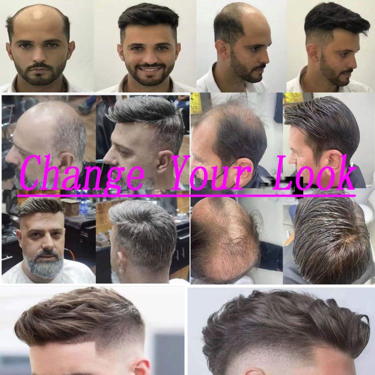 Hot sale swiss lace stock hairpiece hair men toupee with gray hair