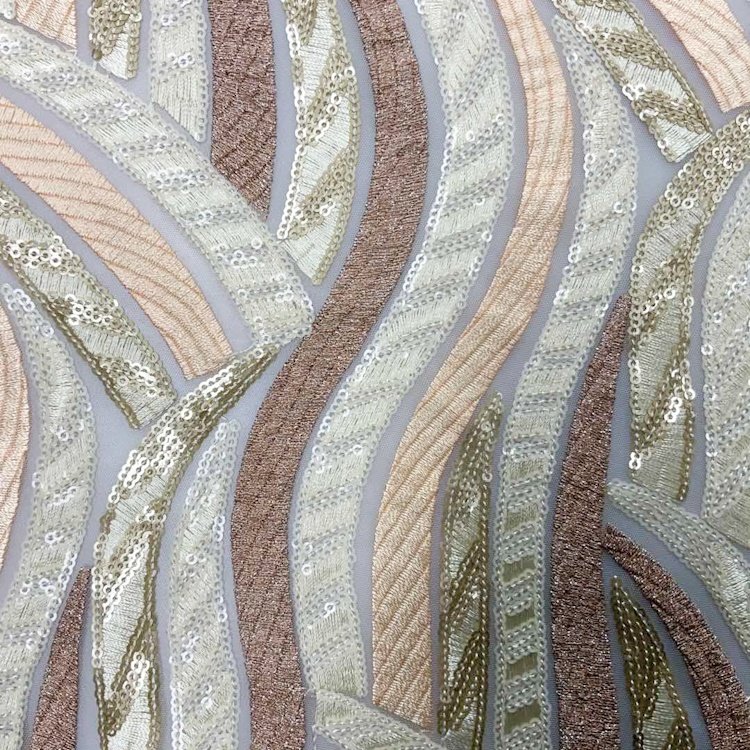 2020 Shaoxing textile factory price European sequin mesh embroidery fabric for lady party dress S-10504