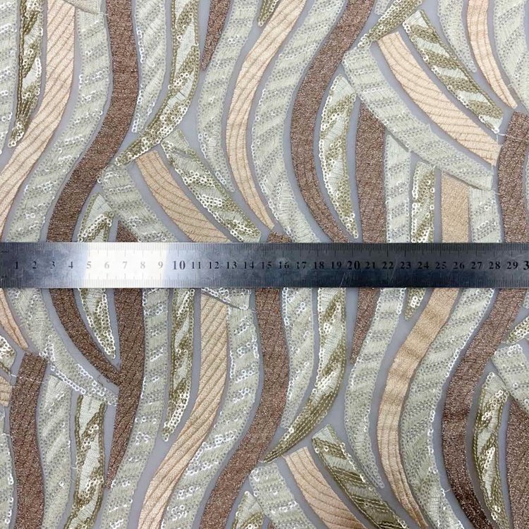 2020 Shaoxing textile factory price European sequin mesh embroidery fabric for lady party dress S-10504