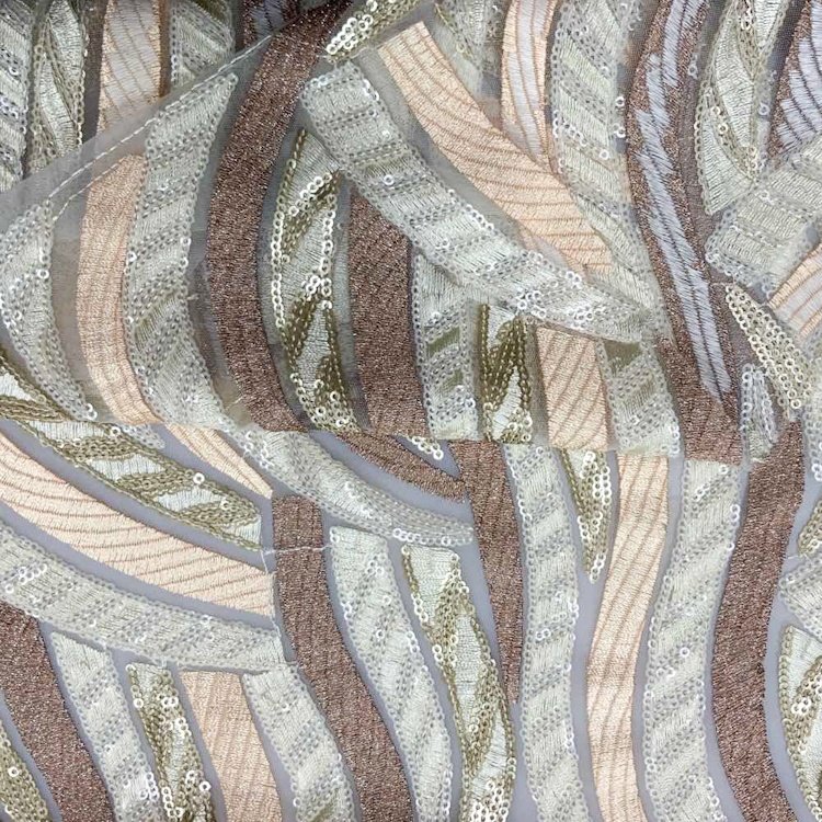 2020 Shaoxing textile factory price European sequin mesh embroidery fabric for lady party dress S-10504