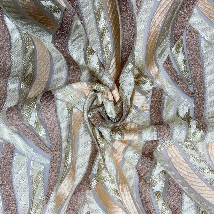 2020 Shaoxing textile factory price European sequin mesh embroidery fabric for lady party dress S-10504