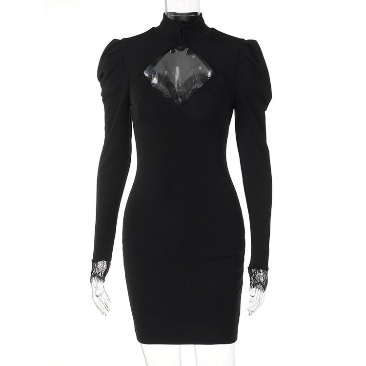 Spring And Summer Women Dresses New Style Nightclub Lace Long Sleeved Casual Hollow Dresses