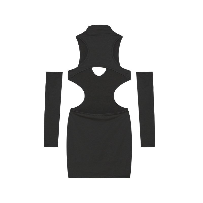 Streetwear New Fashion Sexy Tight Summer Lounge Wear Solid Blankexy Skinny Hollow Tight Dress For Ladies Sexy 2 Piece Set Women