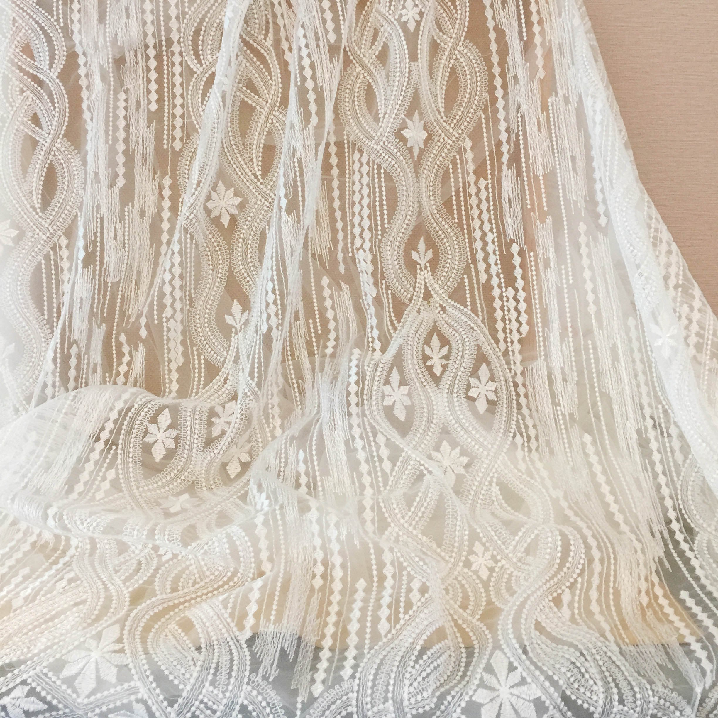 DELACE boho guipure lace fabric bohemian white lace fabric for weddingdress