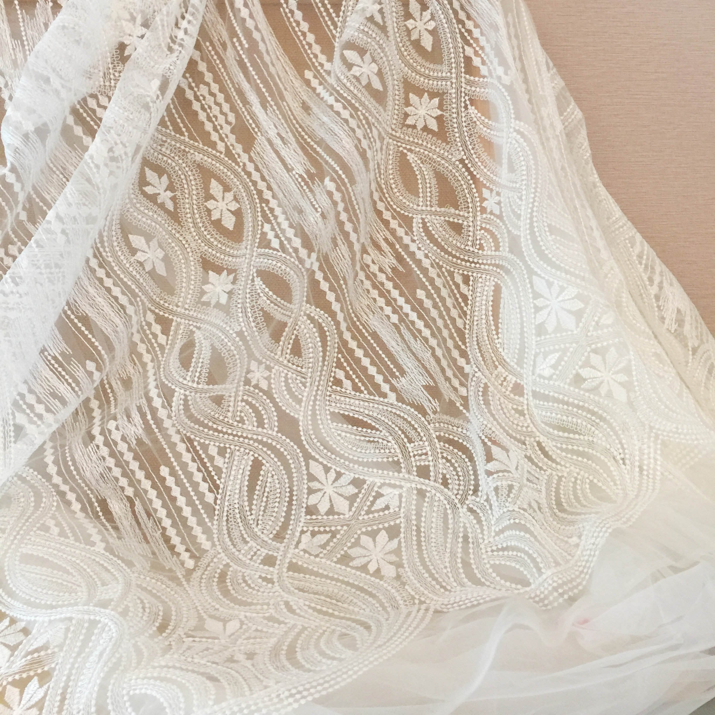 DELACE boho guipure lace fabric bohemian white lace fabric for weddingdress