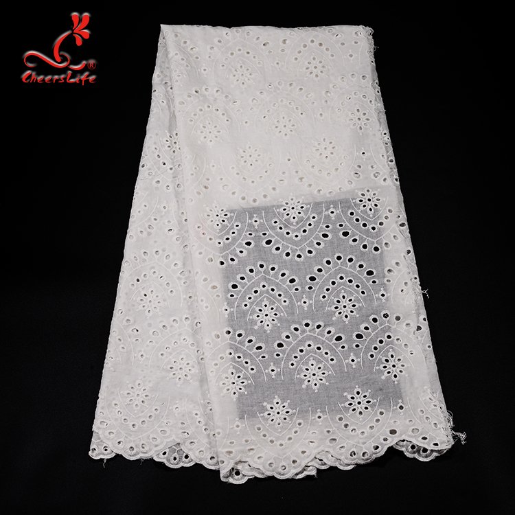 Cheerslife Factory Supply 120Cm White Cotton Eyelet Chicken Voile Embroidery Lace Eyelet Fabrics