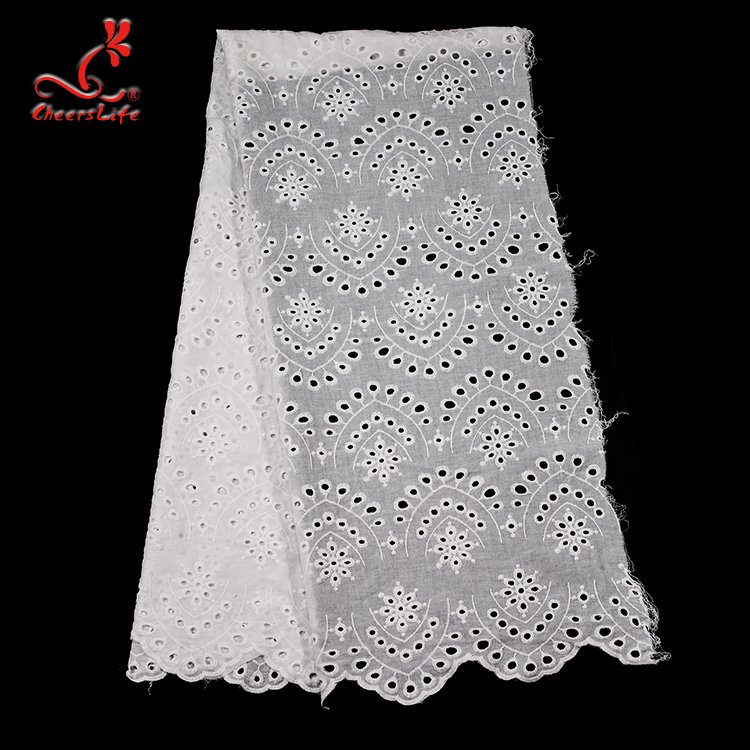 Cheerslife Factory Supply 120Cm White Cotton Eyelet Chicken Voile Embroidery Lace Eyelet Fabrics