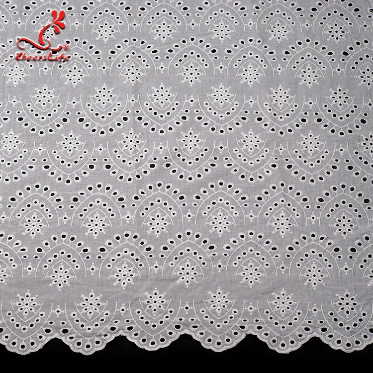 Cheerslife Factory Supply 120Cm White Cotton Eyelet Chicken Voile Embroidery Lace Eyelet Fabrics