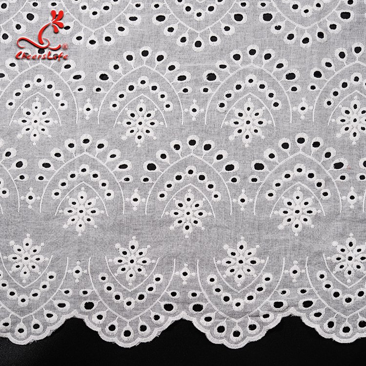 Cheerslife Factory Supply 120Cm White Cotton Eyelet Chicken Voile Embroidery Lace Eyelet Fabrics