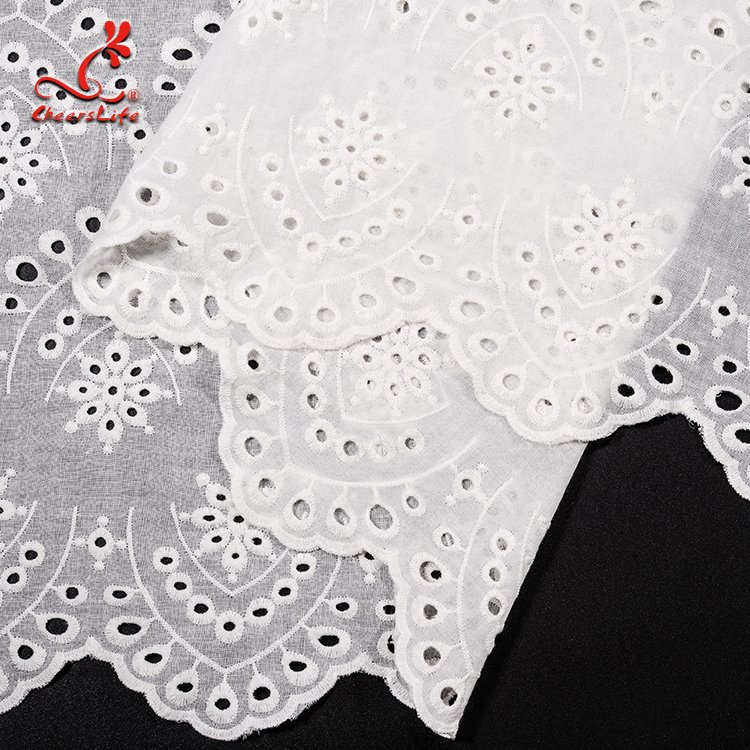 Cheerslife Factory Supply 120Cm White Cotton Eyelet Chicken Voile Embroidery Lace Eyelet Fabrics