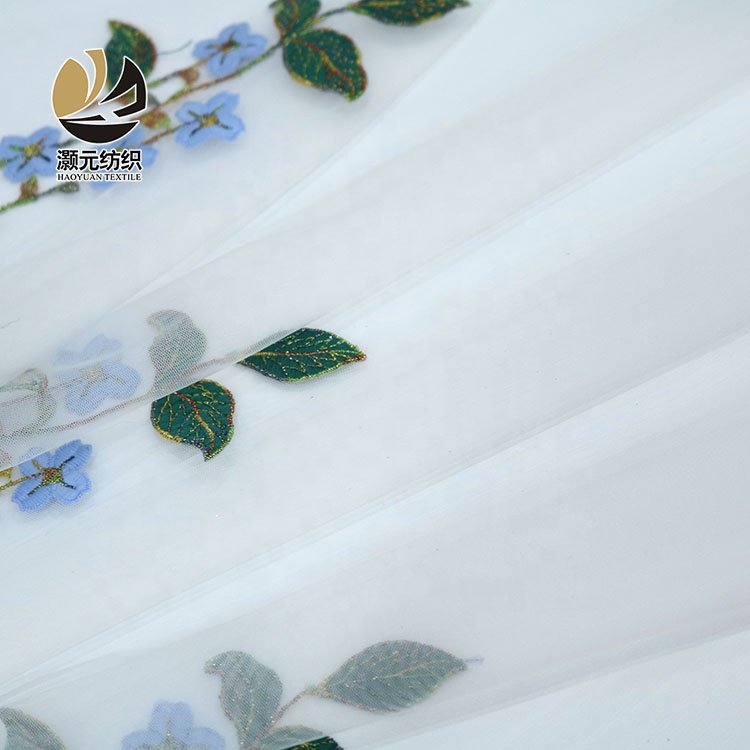 Elegant french 3d tulle dress hot selling polyester butterfly embroidery fabric