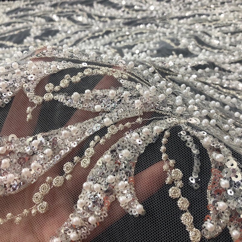 Wedding Dress Embroidery Tulle Bridal Wholesale Beaded Luxury Lace Fabric