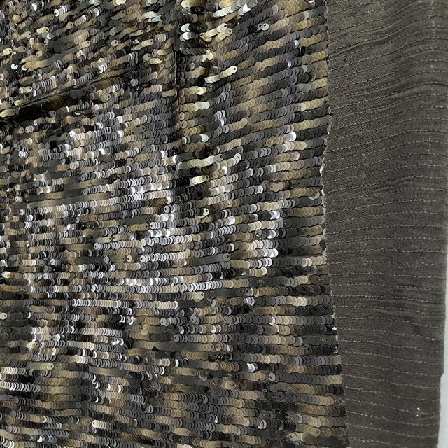 Shaoxing textile factory price vintage styles amber color sequin embroidery fabric with sequins