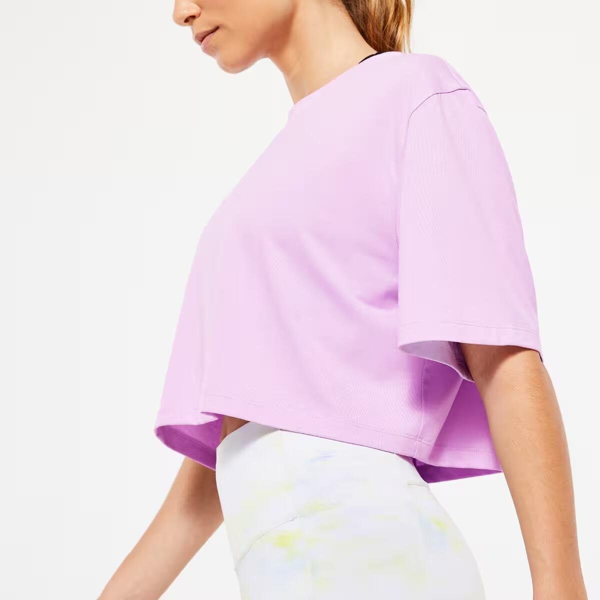 OEM design women short t shirts crew neck solid loose short sleeve breathable purple lady casual tops plus size summer t shirts