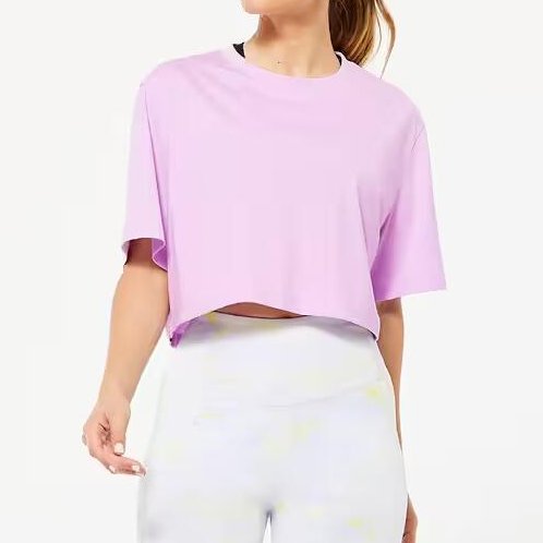 OEM design women short t shirts crew neck solid loose short sleeve breathable purple lady casual tops plus size summer t shirts