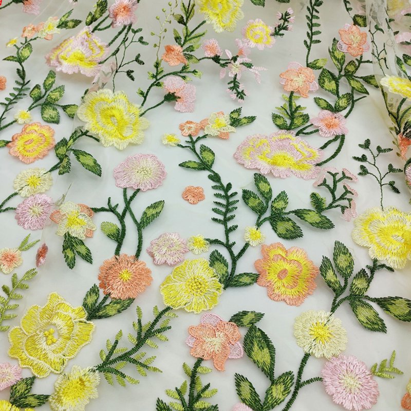 RTS New Rose Embroidered Mesh Lace Fabric For Dress