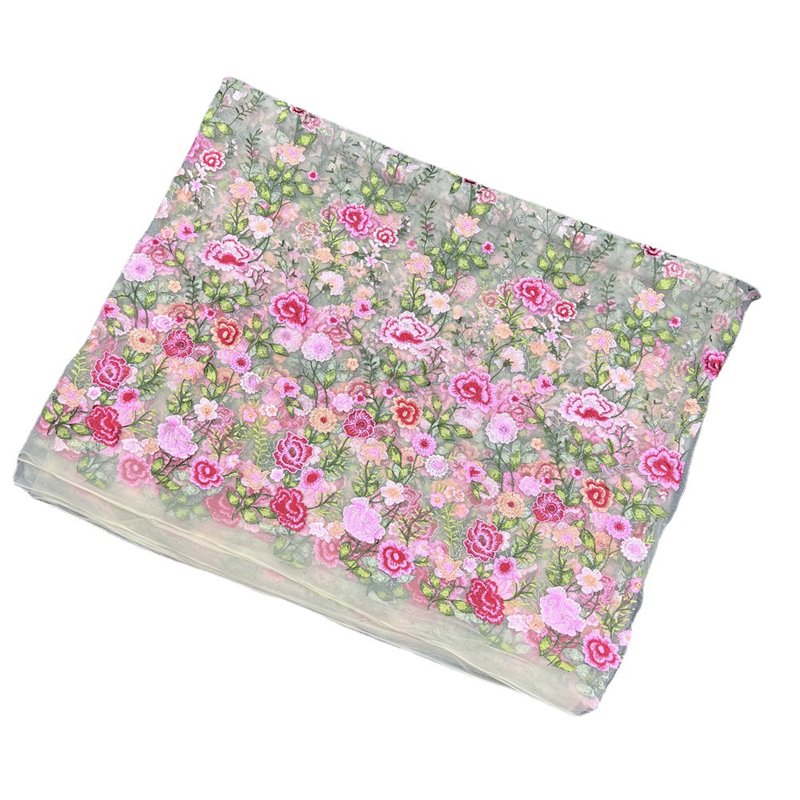 RTS New Rose Embroidered Mesh Lace Fabric For Dress