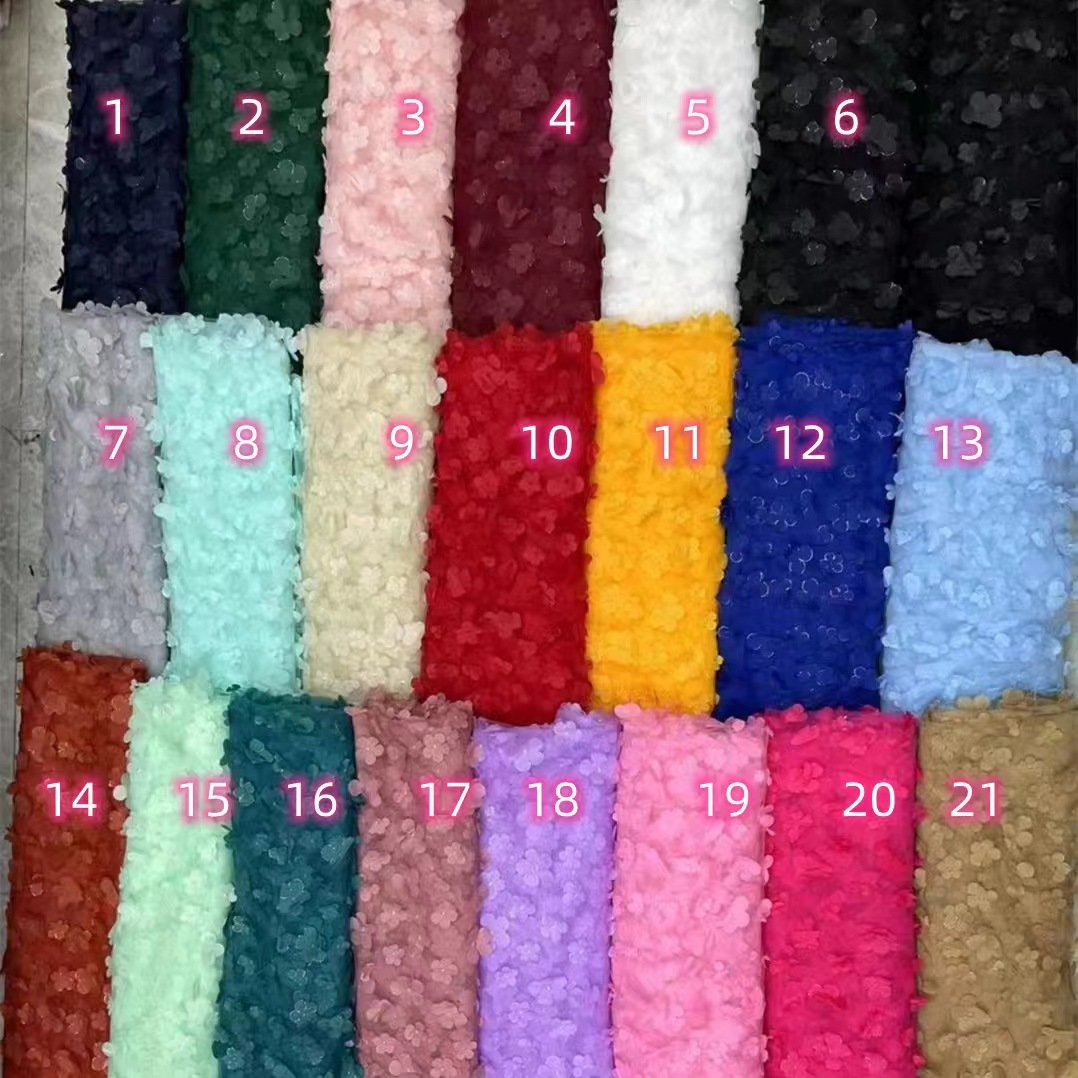 2024 New Design Hot Sale Laser 3D Flower Embroidery Tulle Fabric Polyester Mesh Tulle For Women Dress Dance Fabric