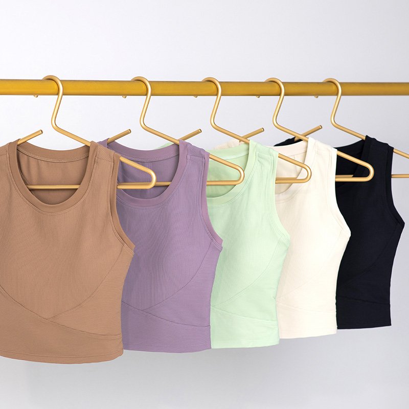 ADWX1506 Women's Custom Logo Yoga & Running Fitness Tank Top Wholesale Seamless Elastic Rib-Knit Vest Plus Size Sleeveless Tops
