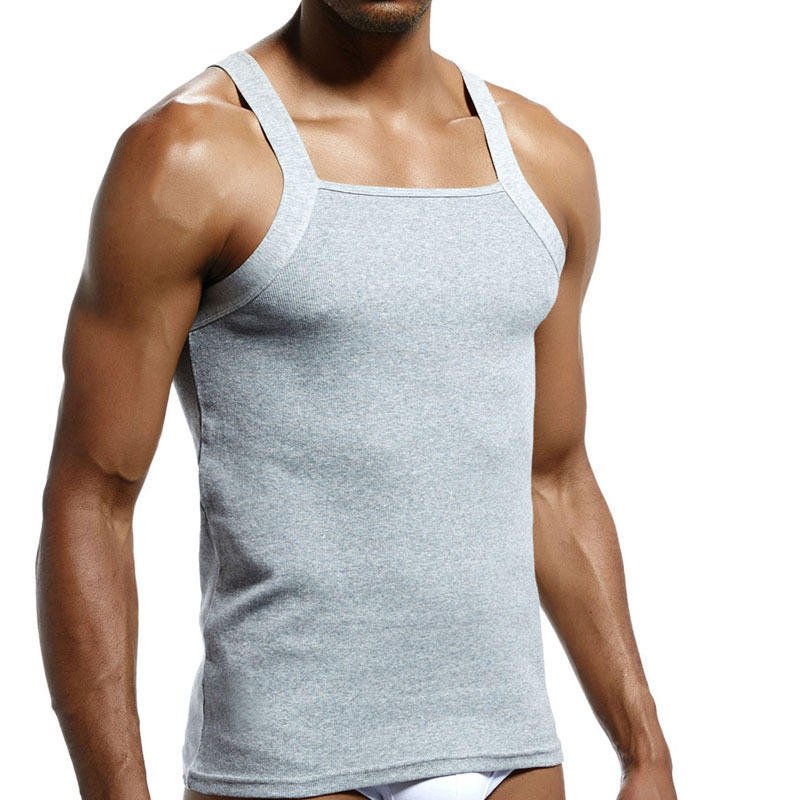 Custom logo Print Cotton Men's G-unit Style Tank Tops gym fitness Square Cut Muscle Rib Singlet For Men comfortable tank top
