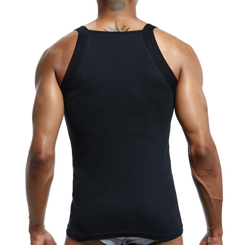 Custom logo Print Cotton Men's G-unit Style Tank Tops gym fitness Square Cut Muscle Rib Singlet For Men comfortable tank top