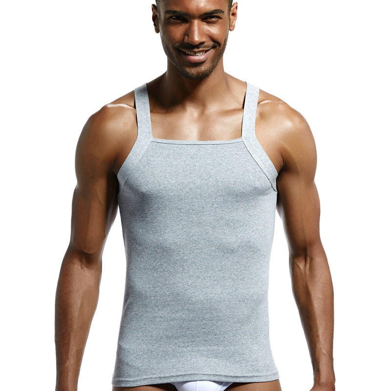 Custom logo Print Cotton Men's G-unit Style Tank Tops gym fitness Square Cut Muscle Rib Singlet For Men comfortable tank top