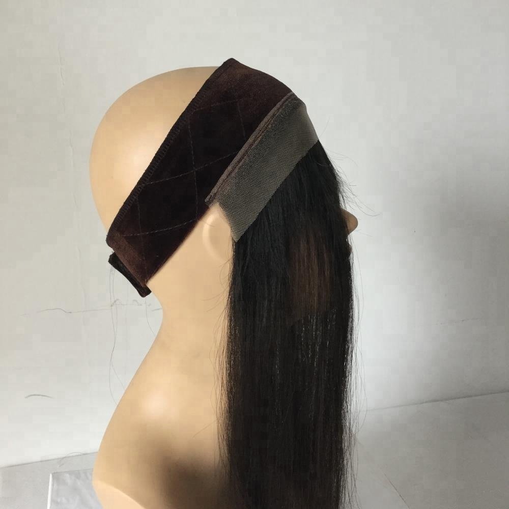 LN01 Stock I band European Remy human hair wholesale price head lace front grip Bandit Hair extension