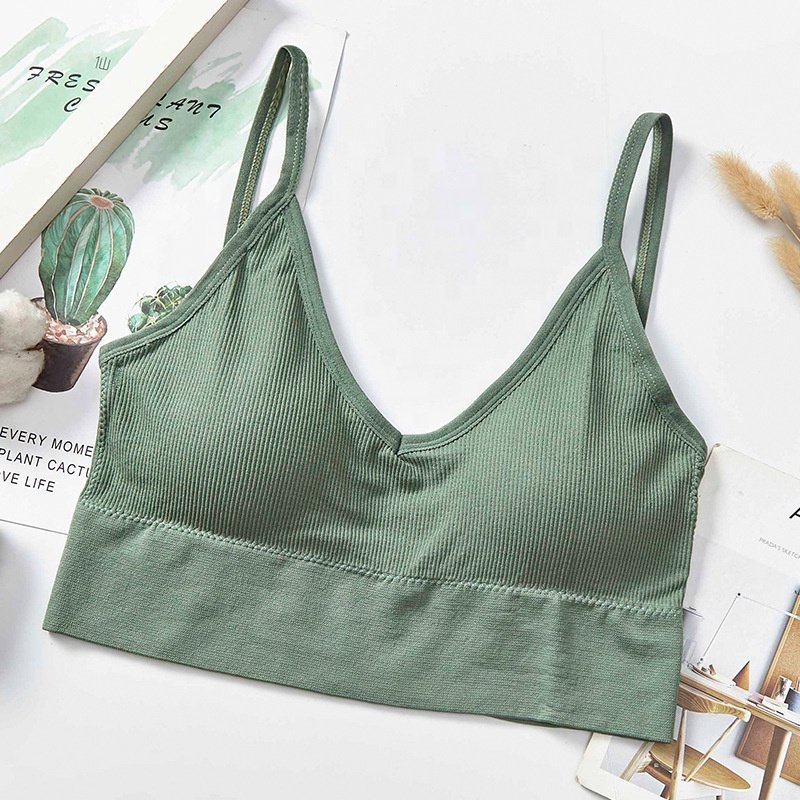 Ready Stock Womens Back U collar ribbed Fitness Wear Yoga Wear Girl Padded sports bra Wrap chest