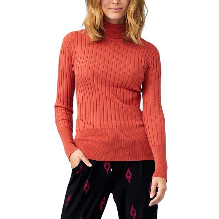 HD247537 OEM Bestsellers Ladies Turtle Neck Ribbed Sweater Women's Viscose Blend Roll Neck Knitted Jumper Slim Fit Knitwear
