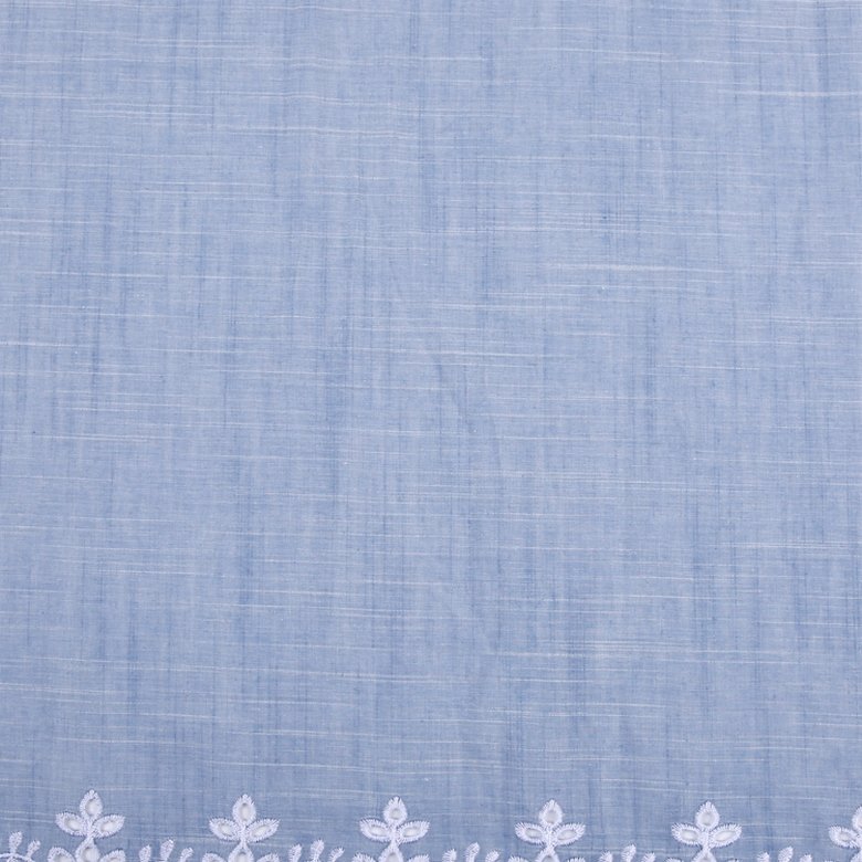HA-16284 New design cotton single border eyelet embroidery stock voile yarn dyed embroidery lace fabric blue