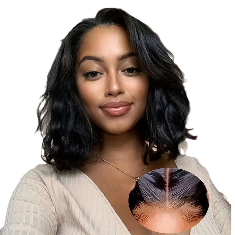 Lace Bob Wig Female Black Short Curly Hair Afro Fluffy Natural Daily Full-head Wig For Black Women