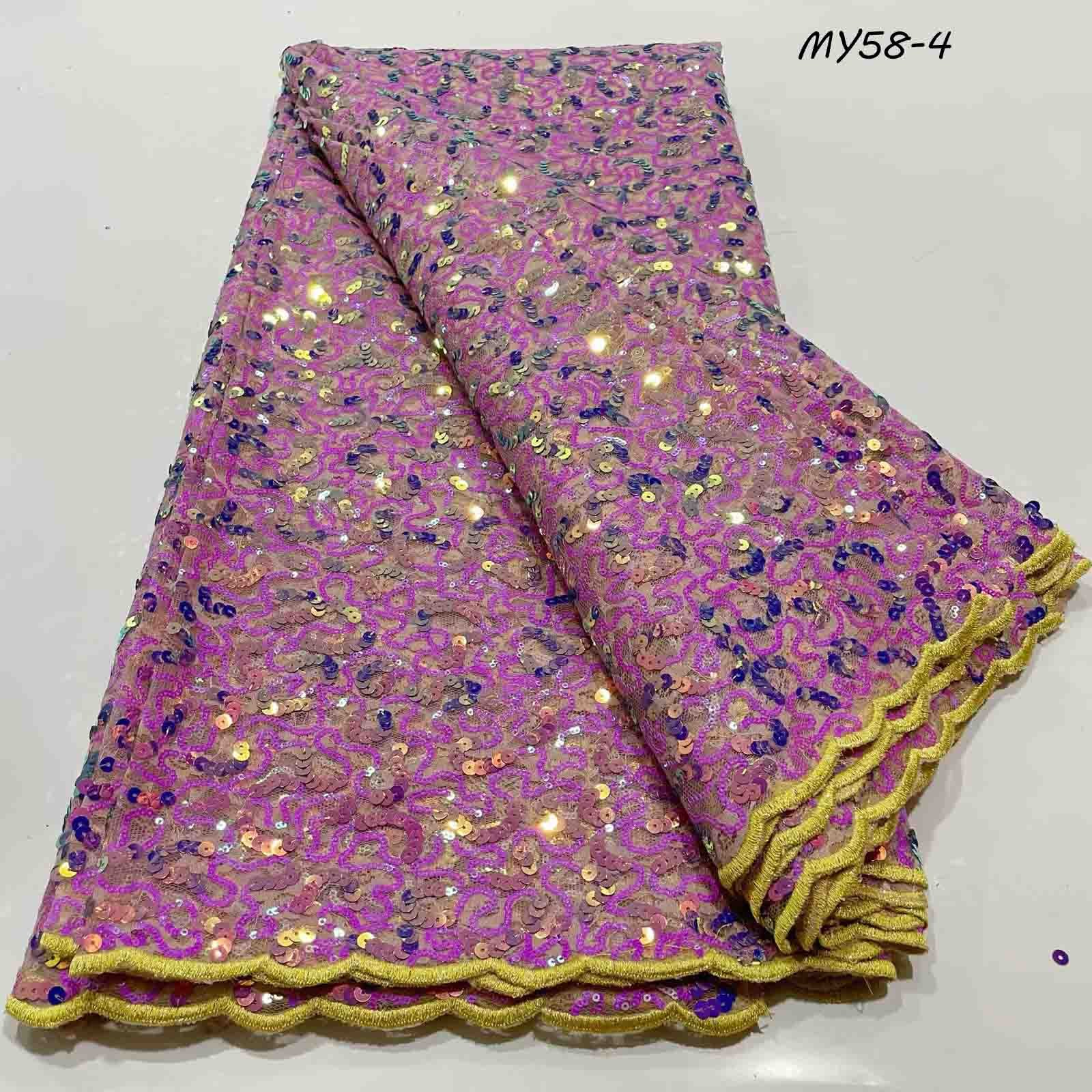 Luxury Beaded Lace Fabric Embroidery Blue Color African French Mesh Lace Fabric With Sequins 2024 Bridal Laces Fabrics For Dress