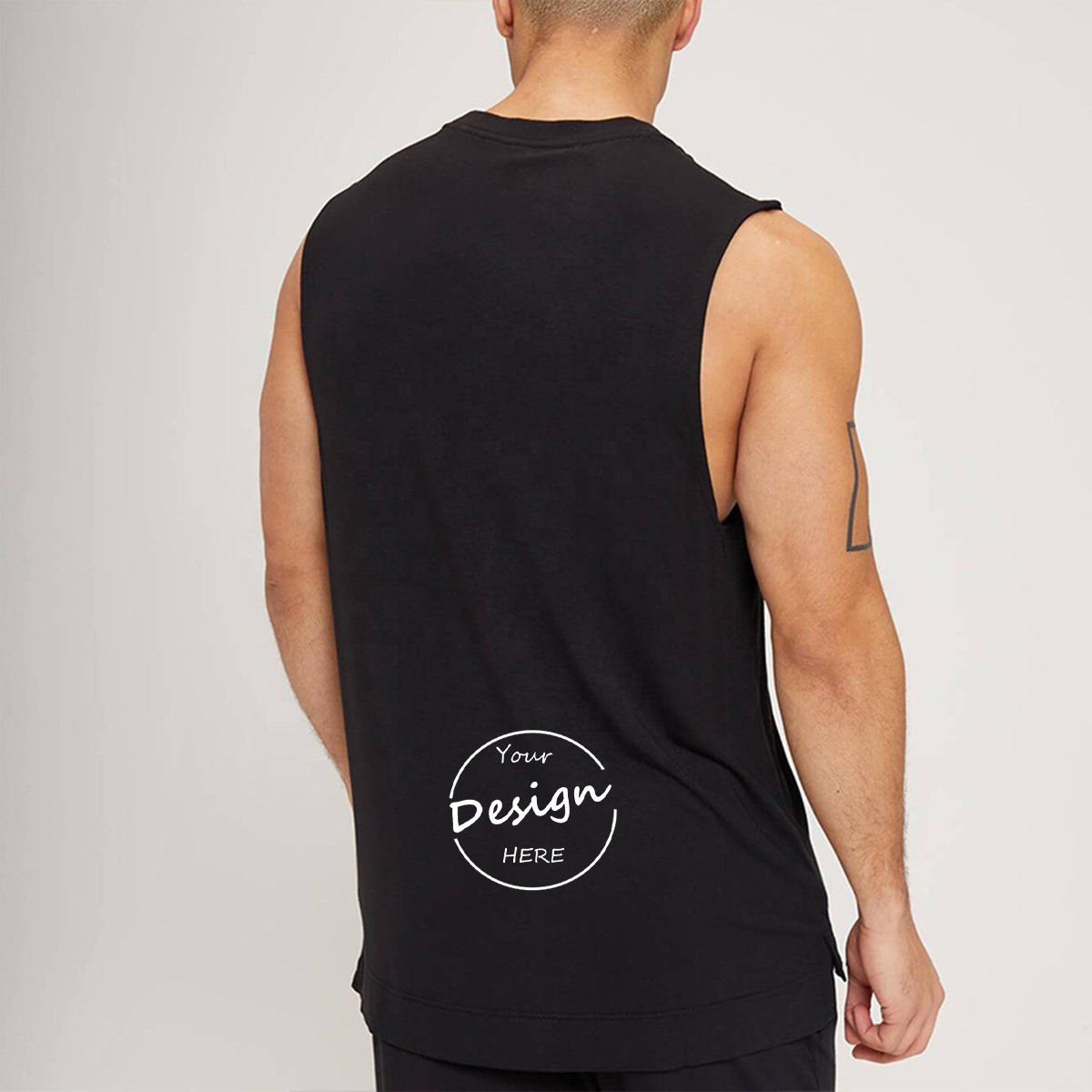 Sleeveless Men's T shirts Dropped Cotton Ribbed Tank Tops Puff Print Plain Custom Gym Vests Men