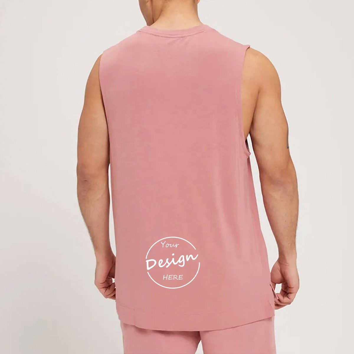 Sleeveless Men's T shirts Dropped Cotton Ribbed Tank Tops Puff Print Plain Custom Gym Vests Men