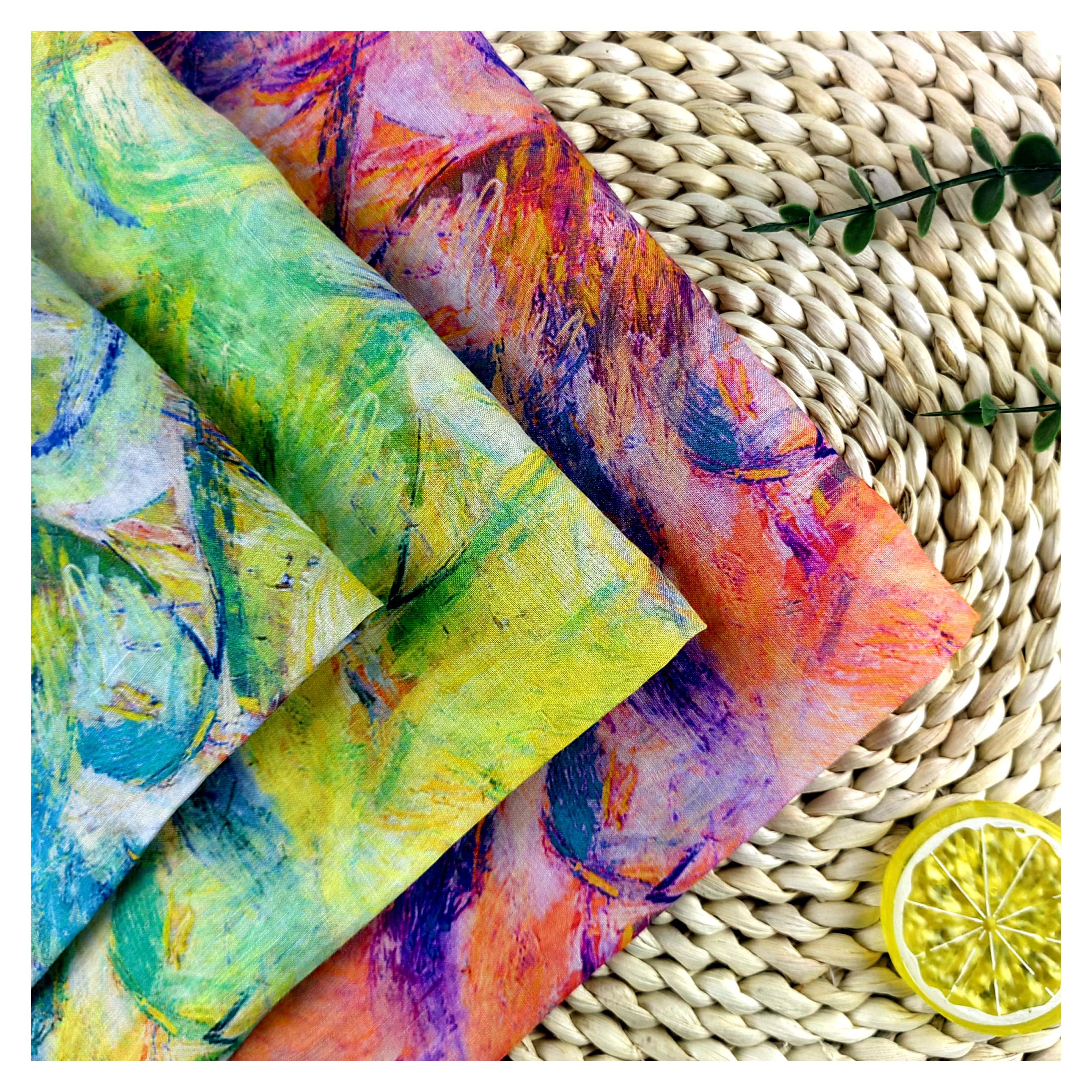 Factory direct sale breathable colorful design 100% 42S ramie linen fabric for Lady clothing