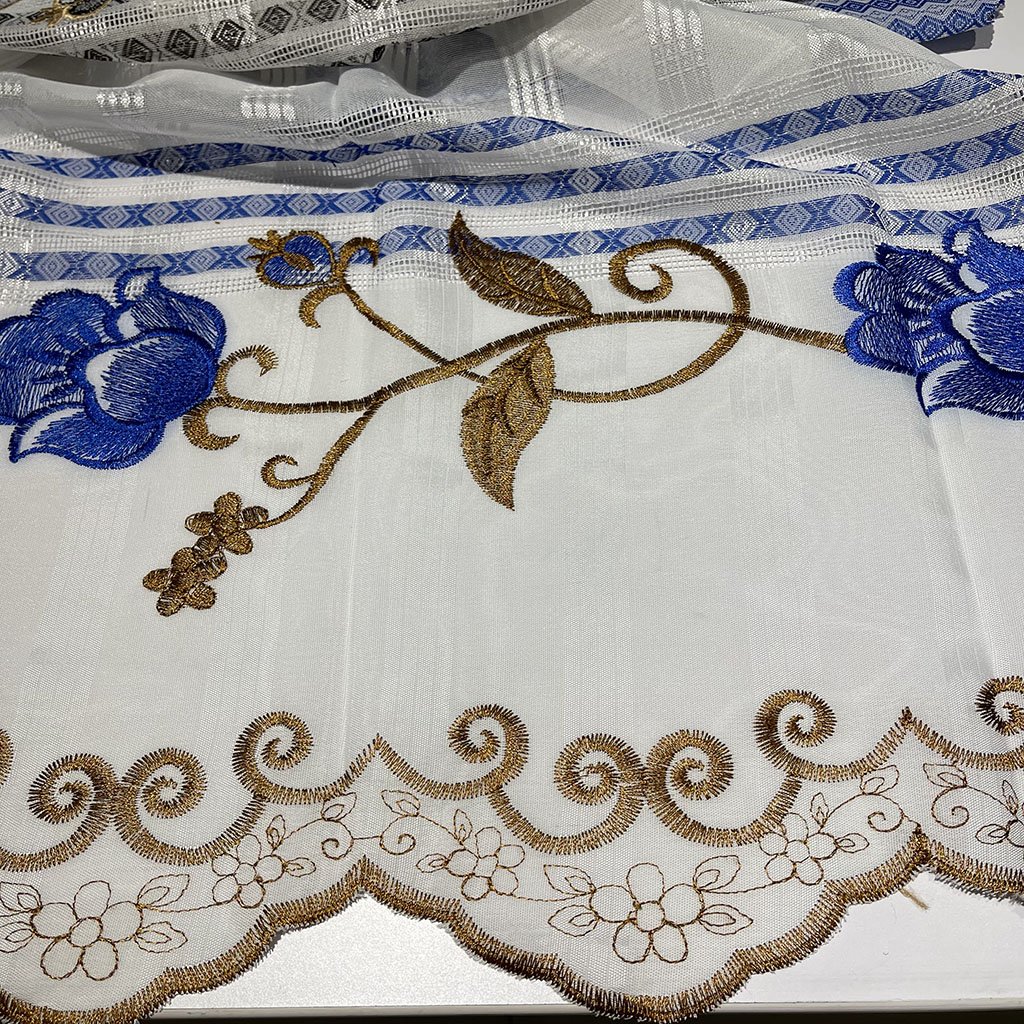hot selling luxury style turkish embroidery fabric 100% polyester fabric curtain for living room