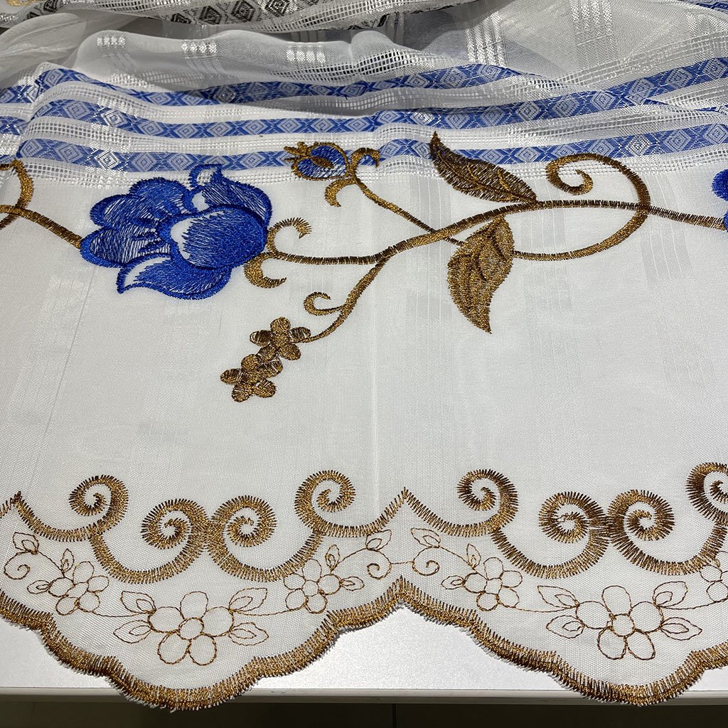 hot selling luxury style turkish embroidery fabric 100% polyester fabric curtain for living room