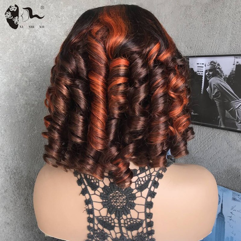 Brazilian Virgin Hair Glueless Piano Color Highlight body wave Wig Wholesale Ombre Brown Human Hair Pre-cut Lace Front wigs