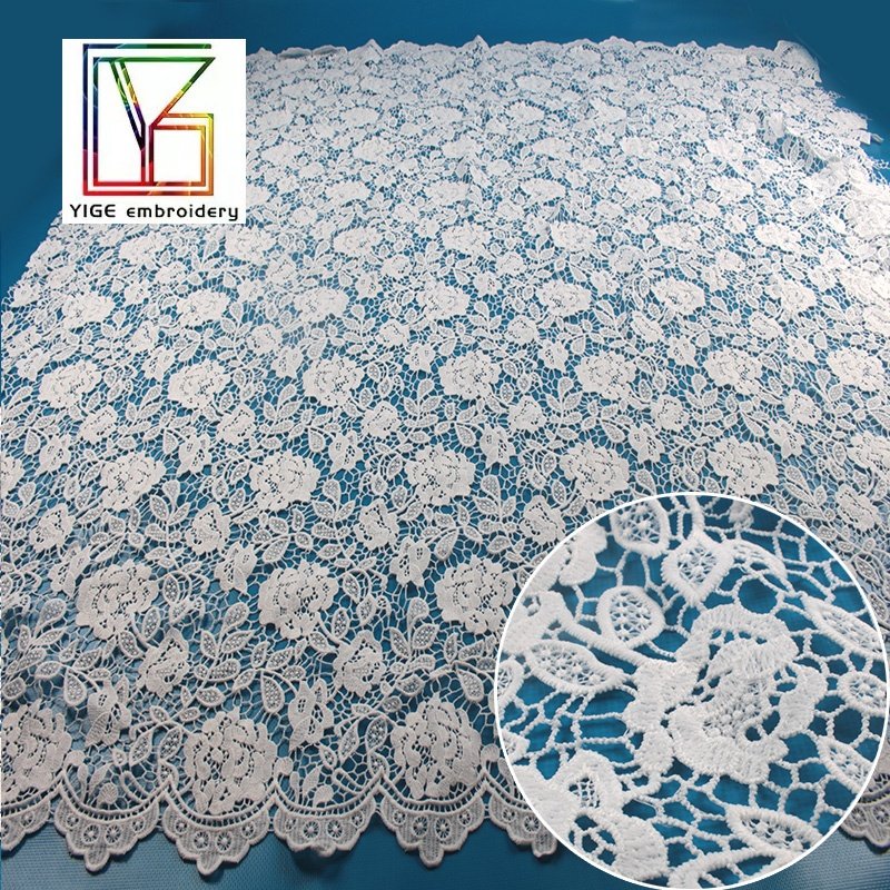 White African bridal wedding decoration materials Guipure Lace Fabric Nigerian Cord Embroidery Lace Fabric