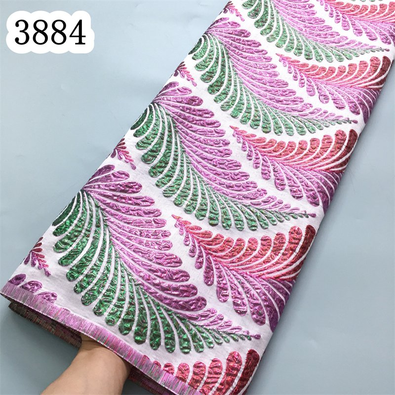 3884Latest African Lace Embroidery Fabric 2024Mermaid Design Damask Fabric Brocade Jacquard Lace For Women Wedding Party Dresses