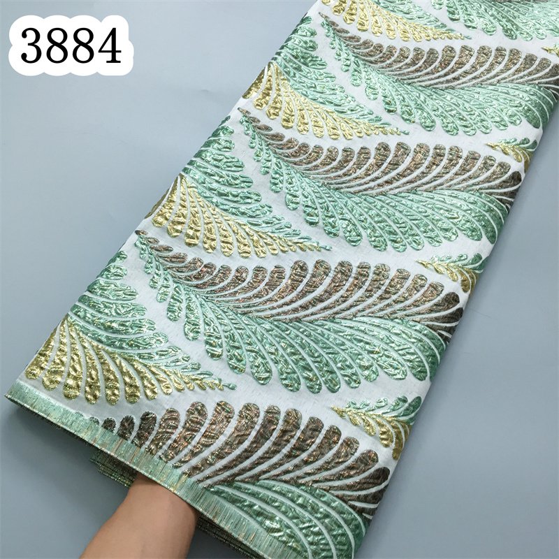 3884Latest African Lace Embroidery Fabric 2024Mermaid Design Damask Fabric Brocade Jacquard Lace For Women Wedding Party Dresses