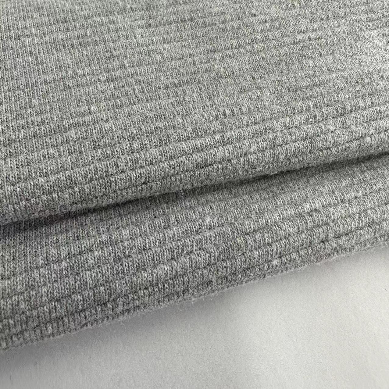 factory direct knit 60%Cotton 40%polyester stripe fabric solid CVC ottoman rib fabric for trousers and sportswear