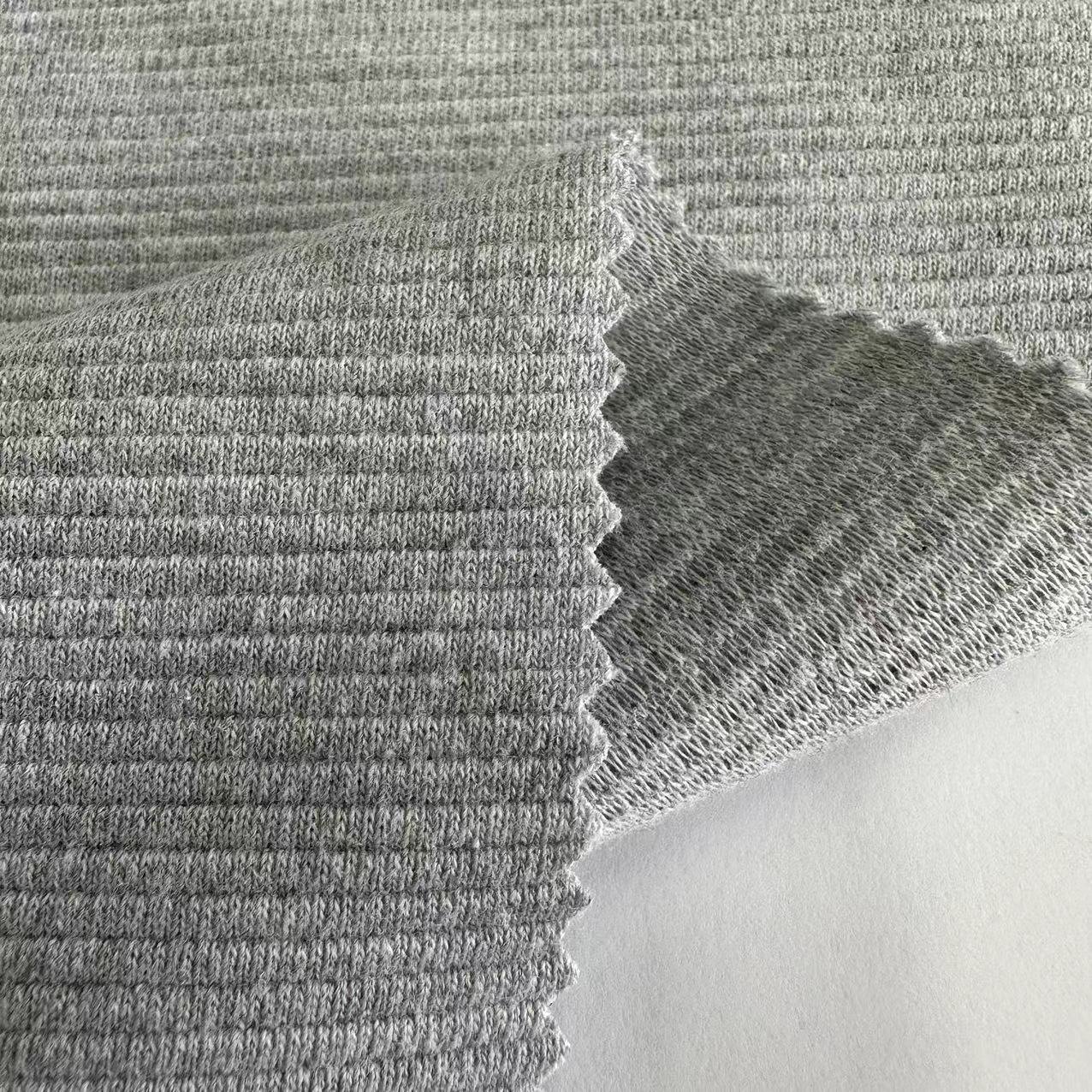 factory direct knit 60%Cotton 40%polyester stripe fabric solid CVC ottoman rib fabric for trousers and sportswear